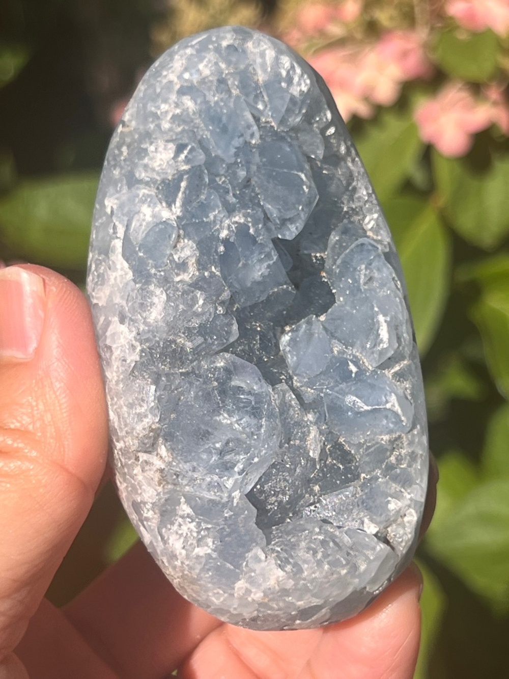 Blue (3) Celestine geode with stand | crystal
